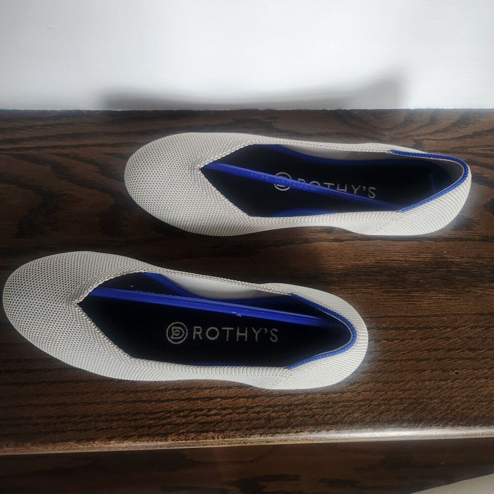 NIB Rothys The Daily Round Toe Flat RARE RETIRED COLOR-Size 7-Flax Birdseye Grey - Picture 5 of 11